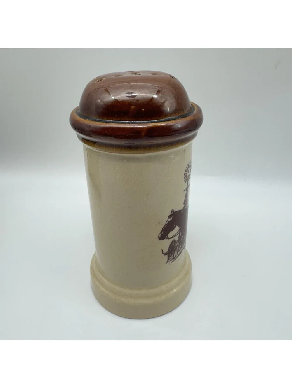 Vintage 1980 Enesco Large 6” Stoneware Salt Pepper Shaker J Downs Westward Ho
